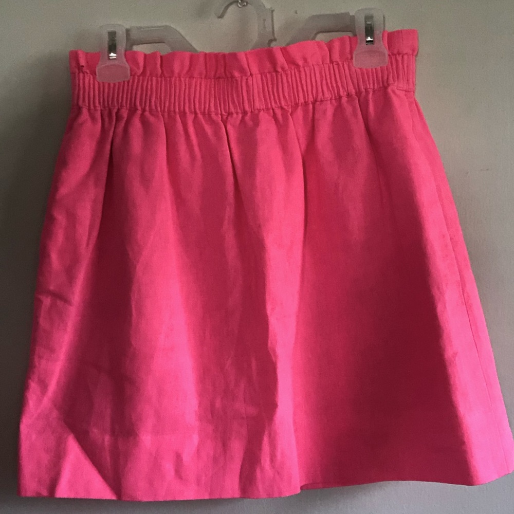 J. Crew Pink Paperbag Linen and Cotton Skirt